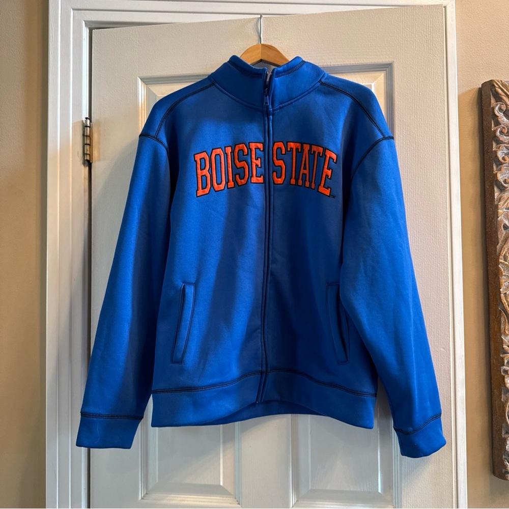 Unisex Boise State Broncos Zip Up Fleece Jacket Blue Orange Size Medium College